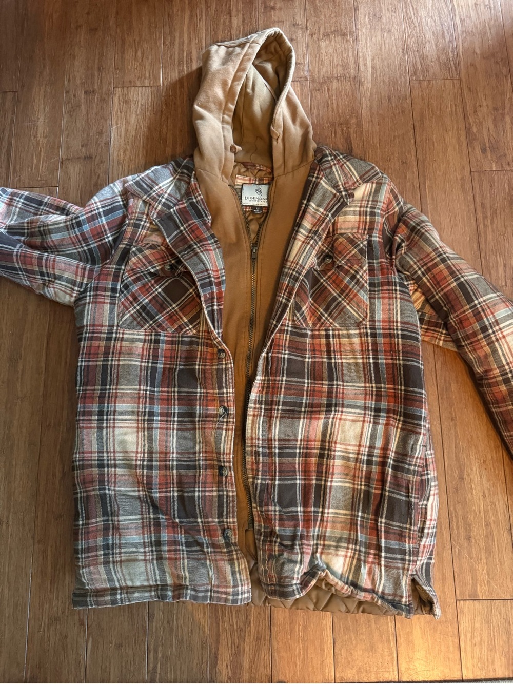 Legendary Whitetails Men's Plaid Field Jacket with Tan Hooded Liner